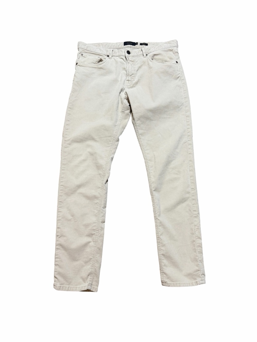 Massimo Dutti Men's Slim Fit Corduroy 5-Pocket Pants - Ivory Cream Size 32x29